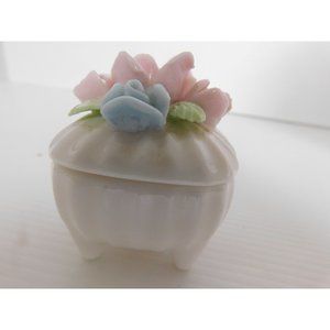 Kelvins Japanese Porcelain Footed Jewelry Trinket Earring Box Vintage